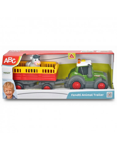 Tractor Dickie Toys Happy Fendt Animal Trailer cu remorca si