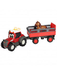 Tractor Dickie Toys Happy Ferguson Animal Trailer cu remorca si