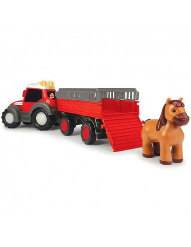 Tractor Dickie Toys Happy Ferguson Animal Trailer cu remorca si