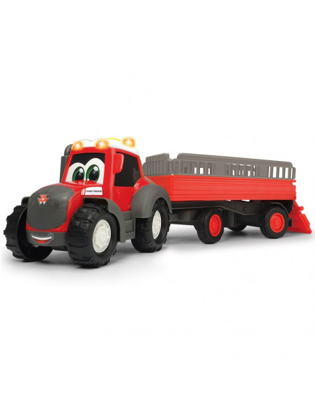 Tractor Dickie Toys Happy Ferguson Animal Trailer cu remorca si