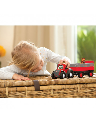Tractor Dickie Toys Happy Ferguson Animal Trailer cu remorca si