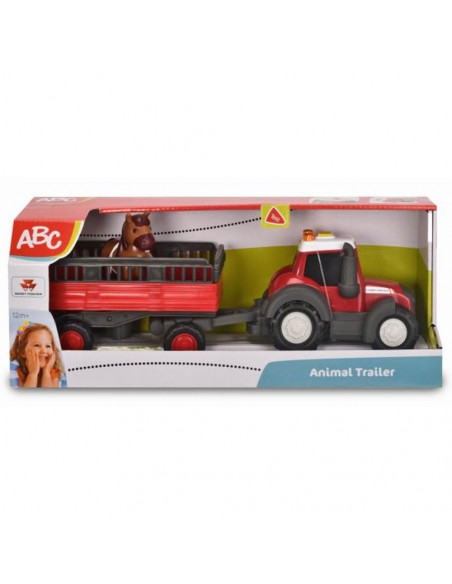 Tractor Dickie Toys Happy Ferguson Animal Trailer cu remorca si