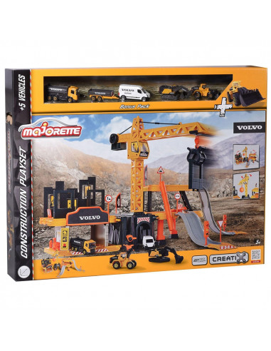 Pista de masini Majorette Creatix Construction cu 5 masinute