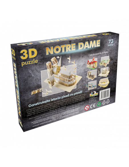Notre Dame, Puzzle Noriel 3D, 73 Piese,Uniq3010