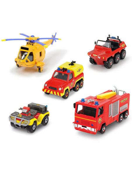 Set Dickie Toys 4 masinute si un elicopter Fireman