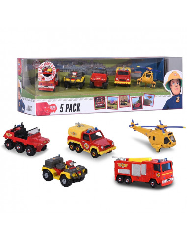 Set Dickie Toys 4 masinute si un elicopter Fireman
