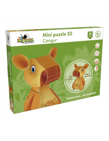 Cangur, Mini Puzzle Noriel 3D, 14 Piese,Uniq1207