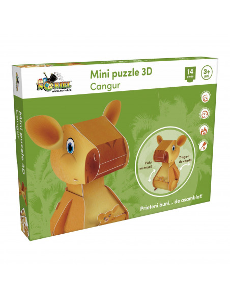 Cangur, Mini Puzzle Noriel 3D, 14 Piese,Uniq1207