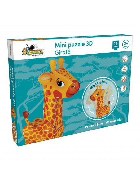 Girafa, Mini Puzzle Noriel 3D, 14 Piese,Uniq1184