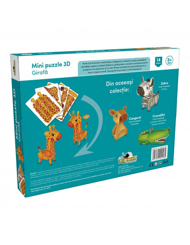 Girafa, Mini Puzzle Noriel 3D, 14 Piese,Uniq1184