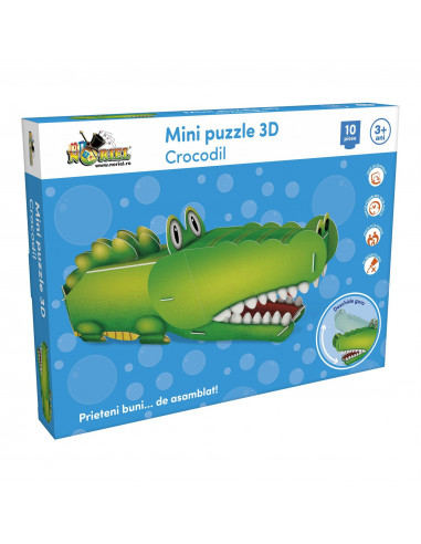 Crocodil, Mini Puzzle Noriel 3D, 10 Piese,Uniq1177