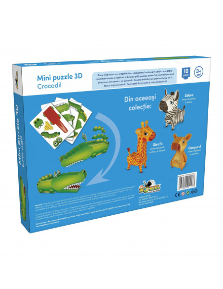 Crocodil, Mini Puzzle Noriel 3D, 10 Piese,Uniq1177