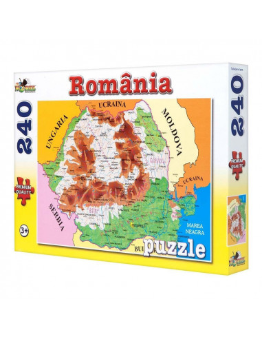 Harta Romaniei, Puzzle Noriel Lumea Vesela, 240 Piese,Uniq4544