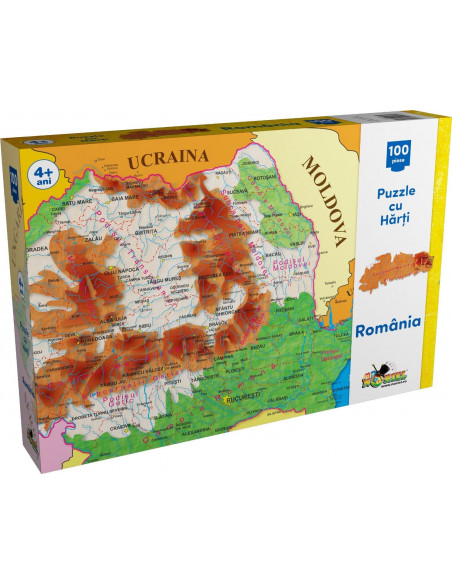 Harta Romaniei, Puzzle Noriel, 100 Piese,Uniq2792