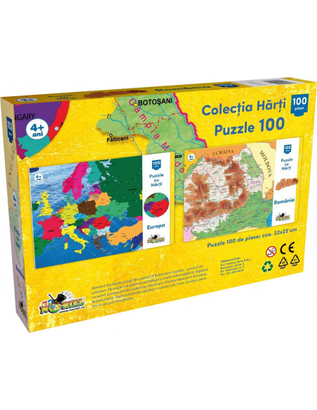 Harta Romaniei, Puzzle Noriel, 100 Piese,Uniq2792