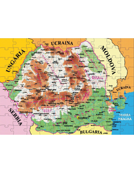 Harta Romaniei, Puzzle Noriel, 100 Piese,Uniq2792