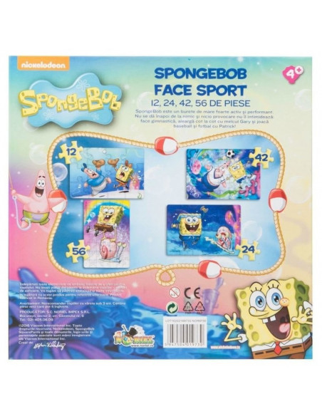 Spongebob Face Sport Puzzle 4 In 1, 134 Piese,NOR9730 Spongebob Face Sport Puzzle 4 In 1, 134 Piese,NOR9730