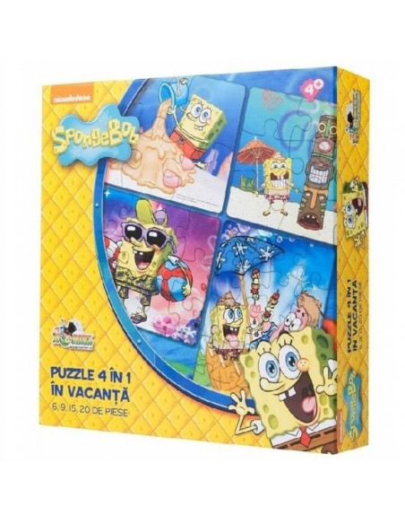 Spongebob In Vacanta Puzzle 4 In 1, 50 Piese,NOR9716 Spongebob In Vacanta Puzzle 4 In 1, 50 Piese,NOR9716