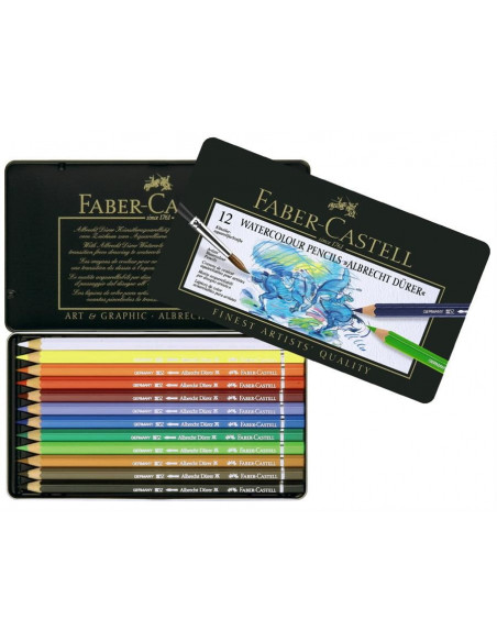 FC117512,Creioane colorate Faber-Castell Acuarela A.Durer, 12 culori, cutie metal