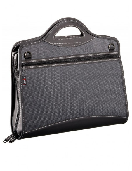 SERVIETA A4 CU 4 COMPARTIMENTE SI FERMOAR NEAGRA SNOPAKE,SN15309