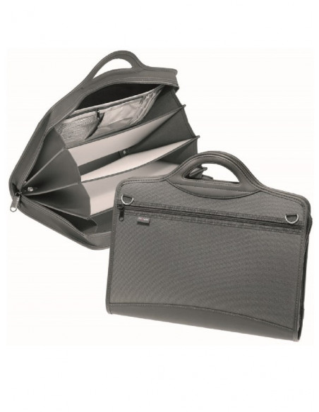 SERVIETA A4 CU 4 COMPARTIMENTE SI FERMOAR NEAGRA SNOPAKE,SN15309