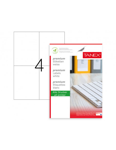 ETICHETE 4/A4 105*148.5MM COLTURI DREPTE 100/TOP TANEX,TW2204