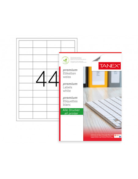 ETICHETE 44/A4 48.5*25.4MM COLTURI DREPTE 100/TOP TANEX,TW2044