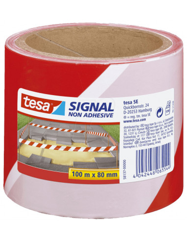 BANDA NON ADEZIVA AVERTIZARE ROSU/ALB 100M 80MM TESA,TS581370