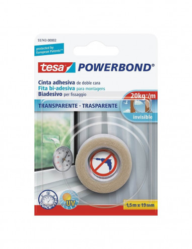 BANDA DUBLU ADEZIVA TRANSPARENTA 1.5M 19MM TESA,TS557432