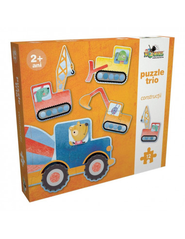 Constructii, Puzzle Trio Noriel, 12 Piese,Uniq2242