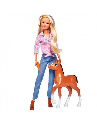 Papusa Simba Steffi Love Little Horse 29 cm cu figurina si
