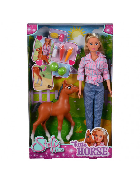 Papusa Simba Steffi Love Little Horse 29 cm cu figurina si
