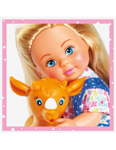 Set Simba Papusa Evi Love 12 cm, tractor cu remorca si