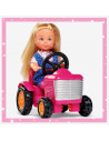 Set Simba Papusa Evi Love 12 cm, tractor cu remorca si