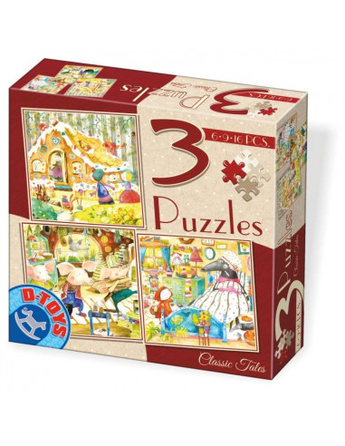 3 Puzzle-Uri Classic Tales Basme D-Toys Model 1- 6, 9, 16