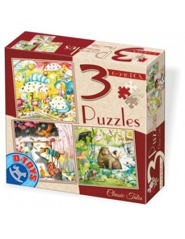 3 Puzzle-Uri Classic Tales Basme D-Toys Model 2- 6, 9, 16