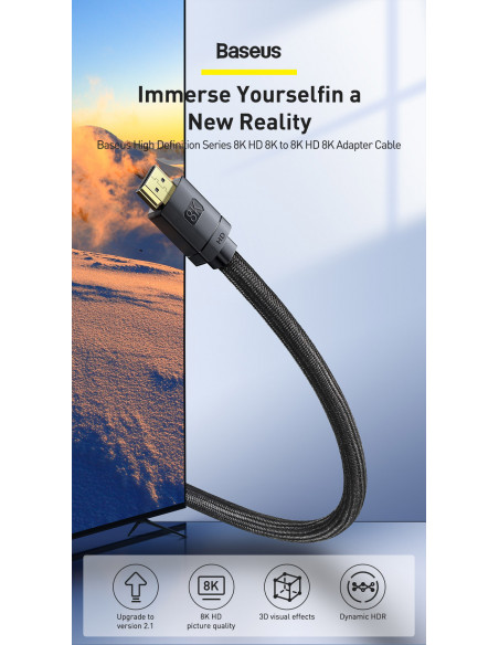 CABLU video Baseus High Definition, HDMI (T) la HDMI (T)