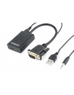 CABLU video GEMBIRD, adaptor VGA (T) + Jack 3.5mm (T) la HDMI