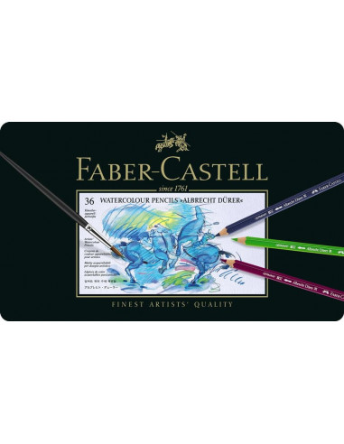 FC117524,Creioane colorate Faber-Castell Acuarela A.Durer, 24 culori, cutie metal