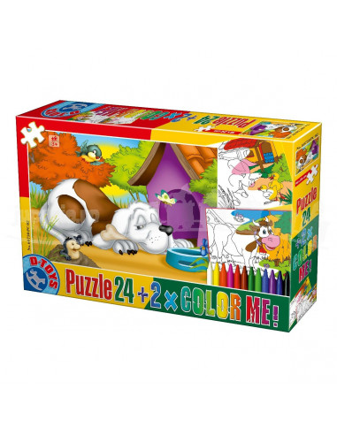 Animale, Puzzle D-Toys Color Me Model 2, 24 Piese,Uniq60730-2