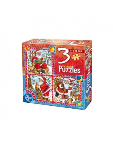 3 Puzzle-Uri Craciun D-Toys, Model 1 - 6, 9, 16