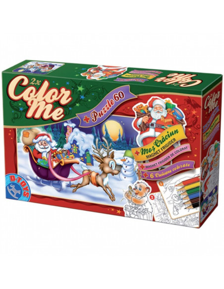 Joc Color Me + Puzzle Craciun, 60 Piese + Magnet Frigider
