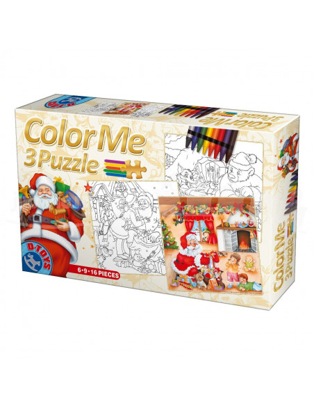 3 Puzzle-Uri Craciun Color Me D-Toys - 6, 9, 16 Piese,Uniq67593