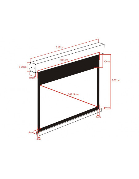 Ecran proiectie electric, perete/tavan, 300 x 168 cm