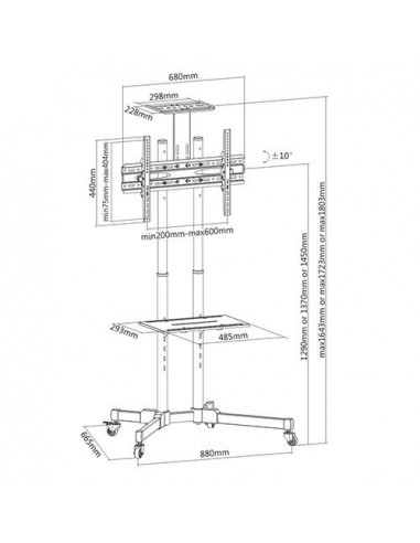 Stand TV de podea BlackMount BM-T1028B, diagonale 37"-70"