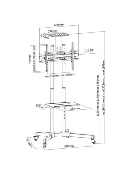 Stand TV de podea BlackMount BM-T1028B, diagonale 37"-70"