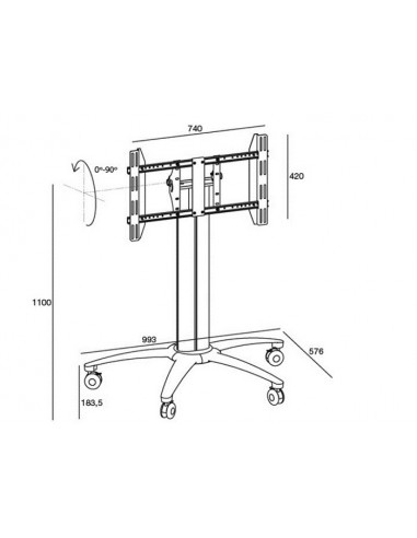 Stand TV podea mobil Multibrackets MB-6252, incl. 0-90º, tip