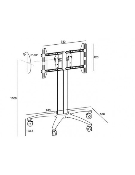 Stand TV podea mobil Multibrackets MB-6252, incl. 0-90º, tip