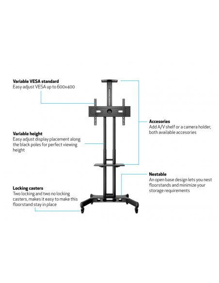 Stand TV mobil pe roti Multibrackets MB-2319, inaltime