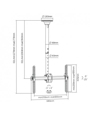 Suport TV tavan, telescopic Full Motion, Blackmount CE946-02L Suport TV tavan, telescopic Full Motion, Blackmount CE946-02L